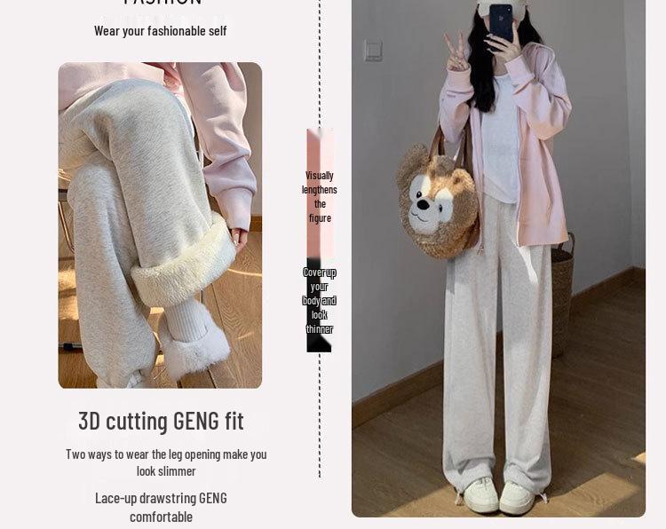 Maternity Lambswool Fleece-Lined Cotton Sweatpants | Autumn/Winter Loose Fit | Cuffed & Wide Leg Styles