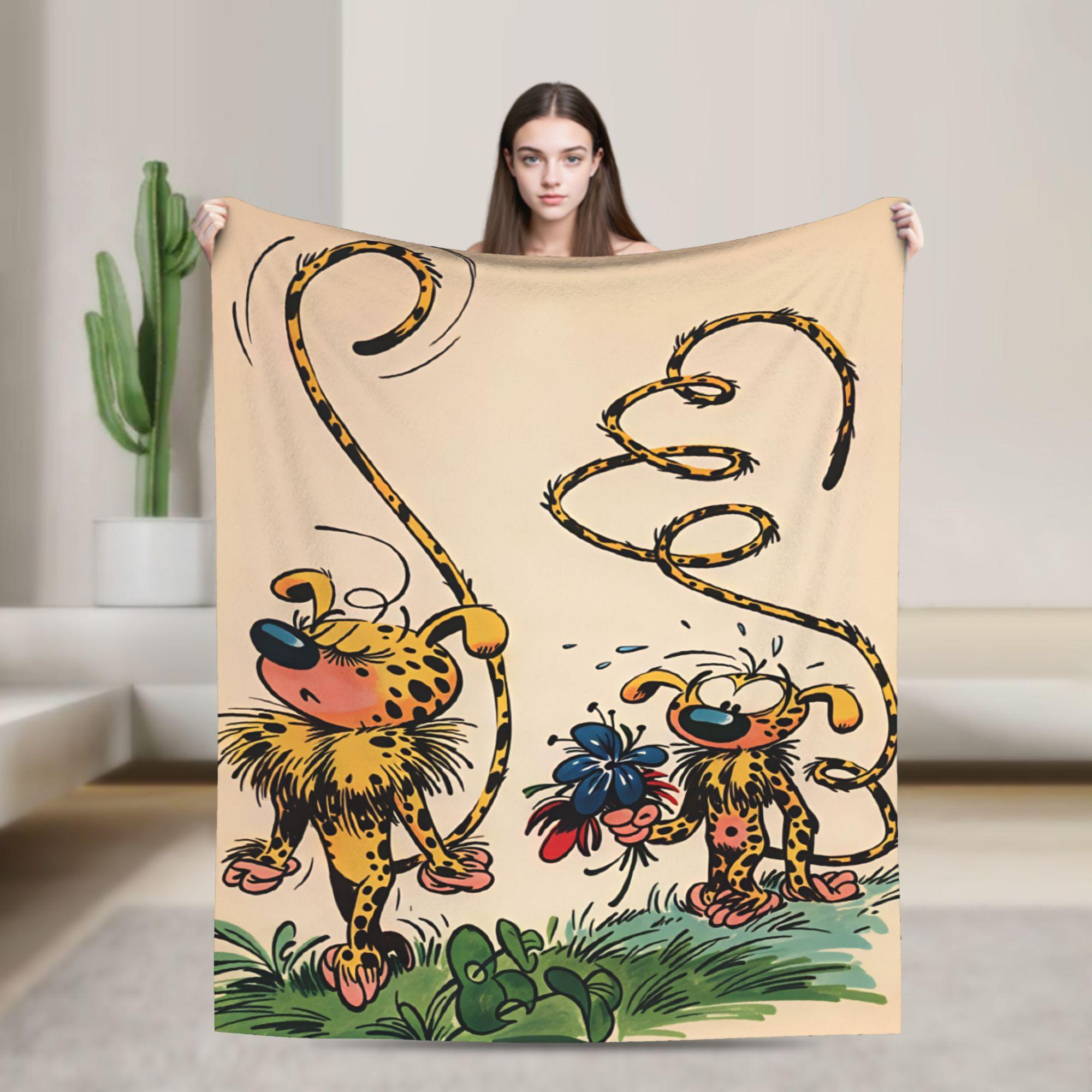 Monika Chen Unisex Marsupilamis Plush Blanket Children Flannel Throw Blanket For Couch Chair Sofa Bed Soft Warm Design Quality Bedspread Gift