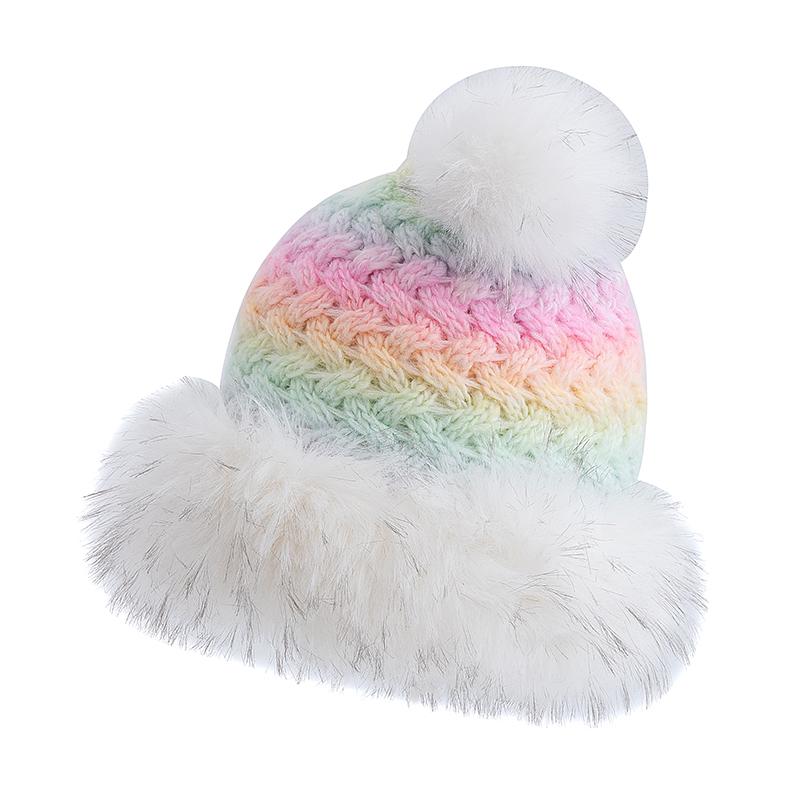 New Women Cute Plush Pompoms Winter Hat Trendy Streetwear Knitted Hat Lovely Dandy Cap For Girls