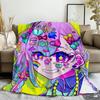 130×150 Kawaii Cartoon Flannel  Warm Cute Comfort Soft Plush blanket girls for sofa art living room office bedroom travel gift