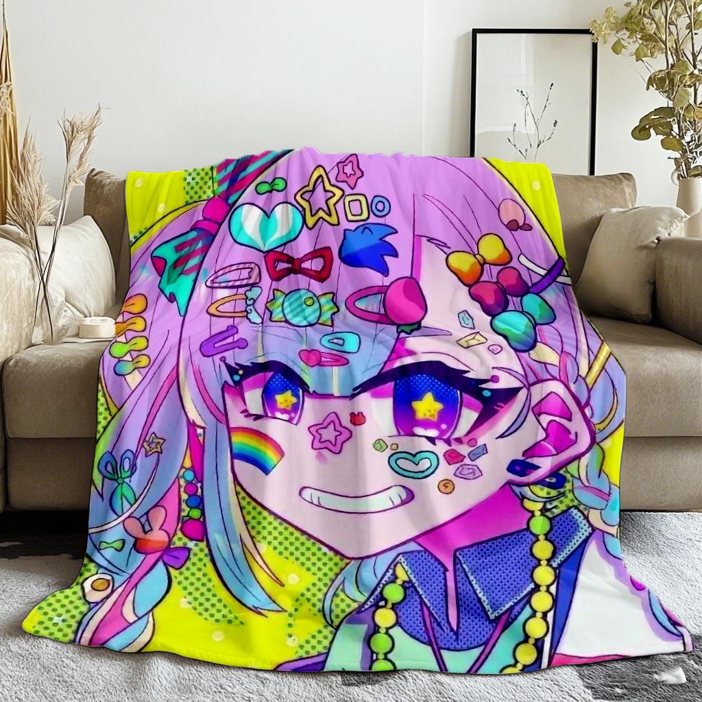130×150 Kawaii Cartoon Flannel  Warm Cute Comfort Soft Plush blanket girls for sofa art living room office bedroom travel gift