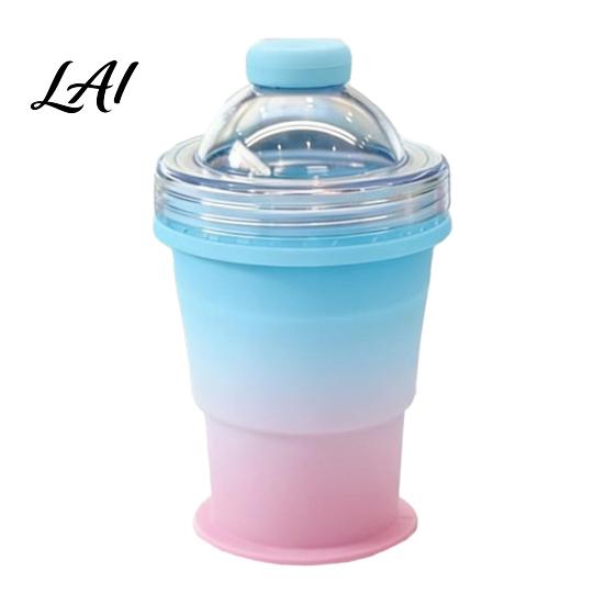 Silicone Ice Ball Maker Cup with Lid And Straw 2-in-1 Foldable Soft A
