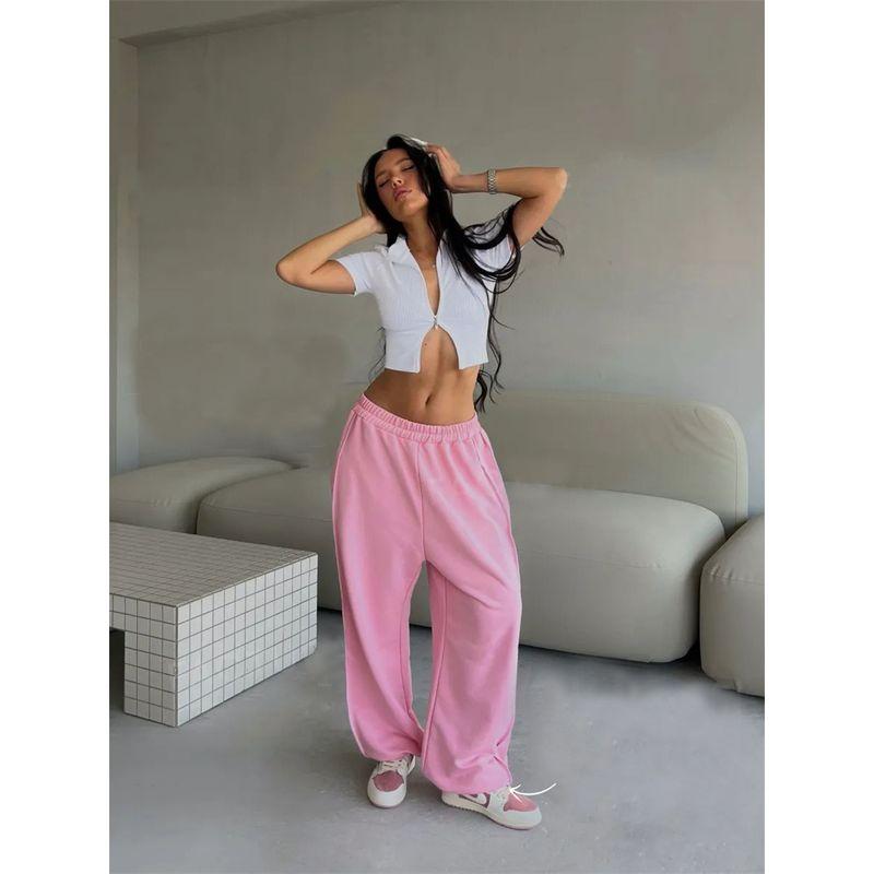 

Fashion Wind New Arrival Fashion Casual Elastic Waist Loose Pants Loose Trousers Sweatpants Loose Casual Pants Pink L