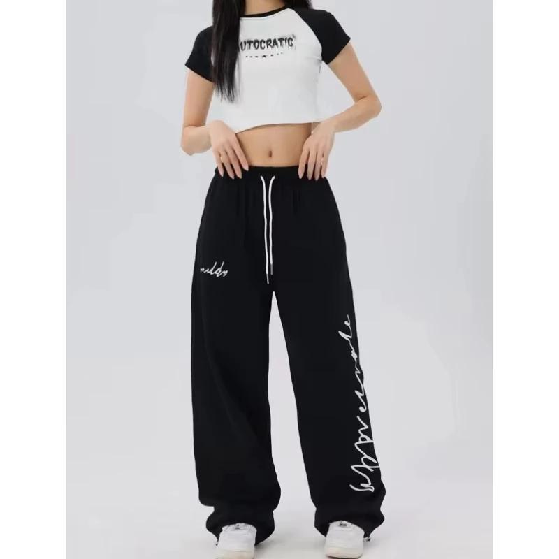 High Waist Pants for Women Kids Vintage Style Long Trousers Drawstring Design Y2K Fashion