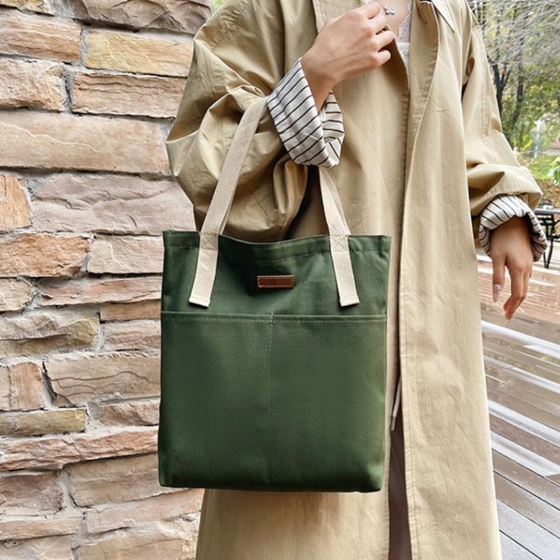 1Pc Women'S Tote Bag Canvas Sewing Thread Large Capacity Advanced Sense Handbag Convenient Practical Female'S Commuter Bag