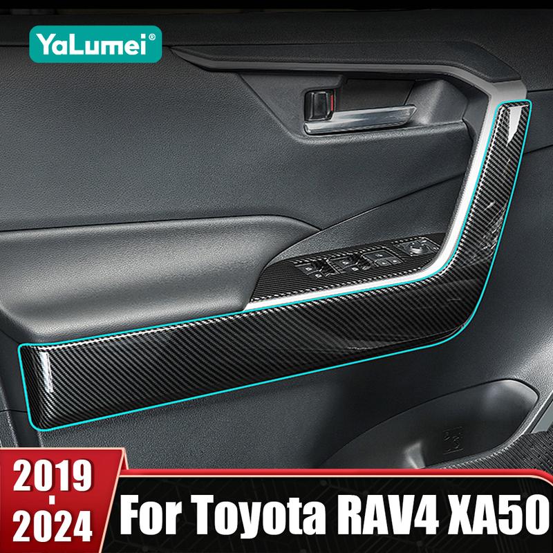 Door Armrest Bowl Panel Cover Strip Trims Stickers For Toyota RAV4 XA50 -  2024 RAV 4 Hybrid ABS Car Accessories