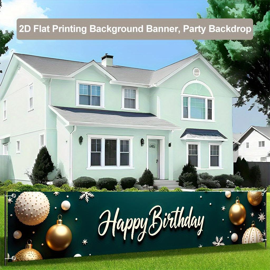 Happy Birthday Celebration Banner, Moment Background Design, Polyester Outdoor Indoor Fence Lawn Party Decoration