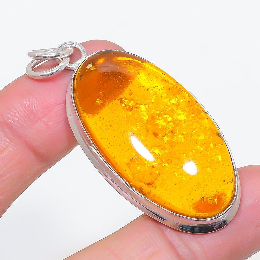 

Натуральный Балтийский Янтарь Драгоценный Камень Серебро 925 пробы Ювелирная Подвеска 2,29 P2o66