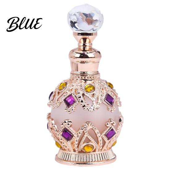 Flacone Profumo Ricaricabile 15ML Flacone Lusso Vintage Olio Essenziale & Fragranza Contenitore Profumo Vuoto in Vetro Stile Arabo di Dubai per Viaggio Compatto