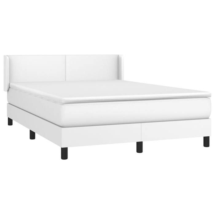 Maison Exclusive - Sommier à lattes de lit avec matelas Blanc 140x200cm Similicuir