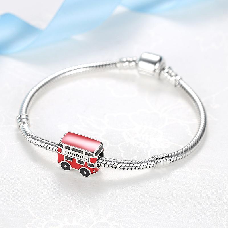 Original Copper Charms Red Beads Bus Daruma Doll Cz Bracelets Bangles Necklaces For Women Diy Jewelry