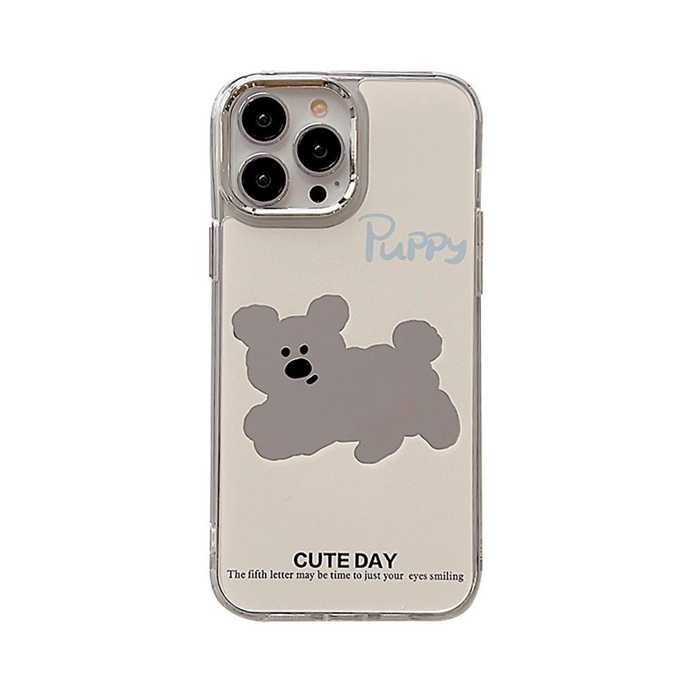 Dog electroplated mirror iphone17 iPhone case 16promax Japanese and Korean cartoon 11 makeup mirror 15 applicable
