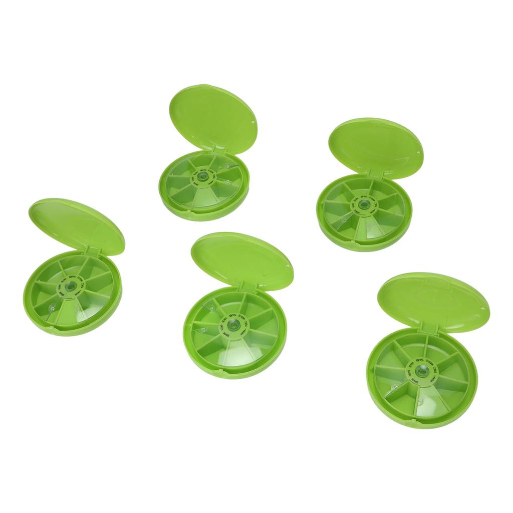 5Pcs Weekly Medicine Box 7 Compartments Portable Medicine Container Case for Outdoor Office Home Daily Green