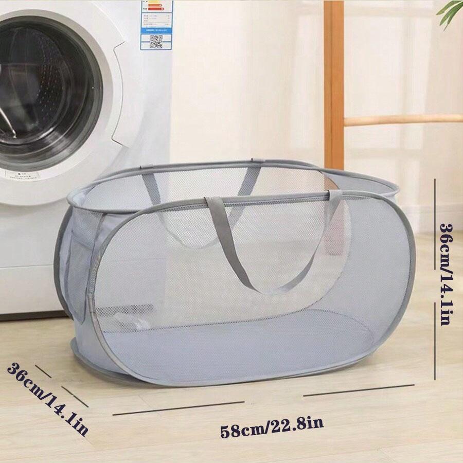 Dayanıklı Katlanabilir Çamaşır Sepeti, Yan Cepli File Açılır Çamaşır Sepeti, Güçlendirilmiş Katlanabilir Giysi Saklama Sepeti