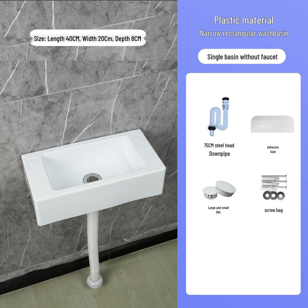 Compact Wall-Mounted Rectangular Washbasin for Small Spaces