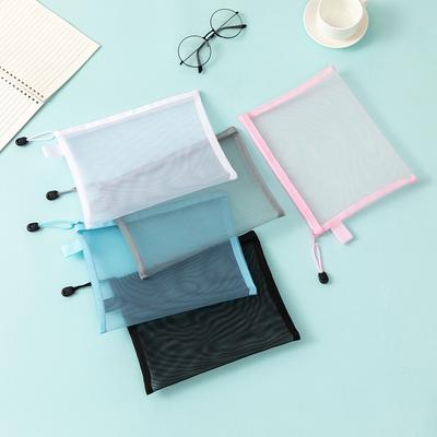 Mesh Zipper Pouch Document Bag Waterproof Zip File Folders A4 A5 A46 Case Storage Bags School Office Supplies Stationary