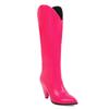 Fashion Women's High Boots Winter Shoes Point Western Cowboy Knee High Boot Pink Yellow Black Long Fetish Shoes Lady Large Size
