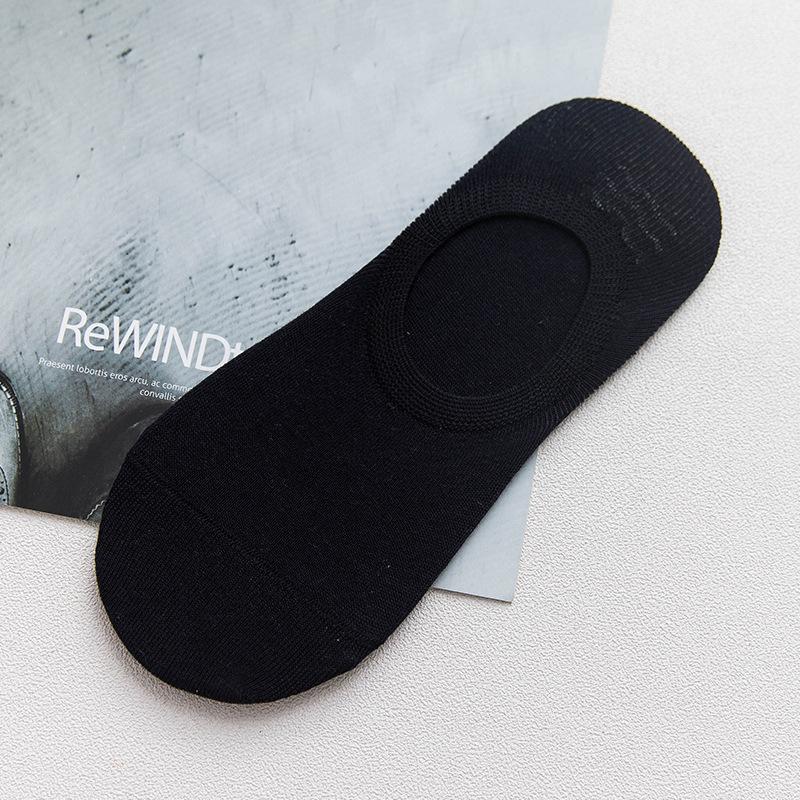 Men's Spring and Summer New Solid Color Cotton Silicone Non Slip Shallow Mouth Invisible Socks
