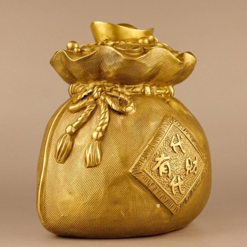 Copper Gold Money Bag Decoration Storage Piggy Bank Living Room Wine TV Cabinet Hallway Craft Ornament Creative Gift Sav