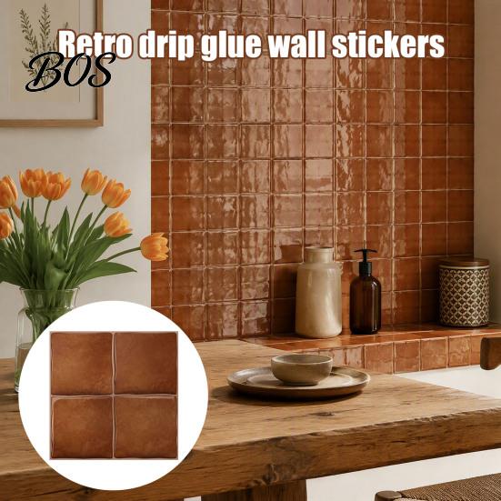 Moisture Proof Wall Coverings Square Checkered Tiles Stickers, Self Adhesive Retro PET Panels, Budget Friendly Refurbishment Easy Peel And Stick
