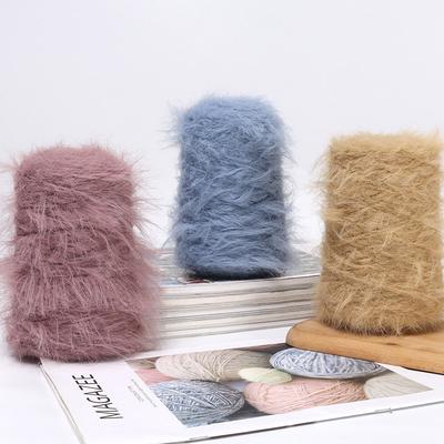 8cm Faux Mink Long Fur Hand Knitting Yarn DIY 500g Solid Color Soft Skin-Friendly Handmade Knitted Shawls Scarf Hat Yarn