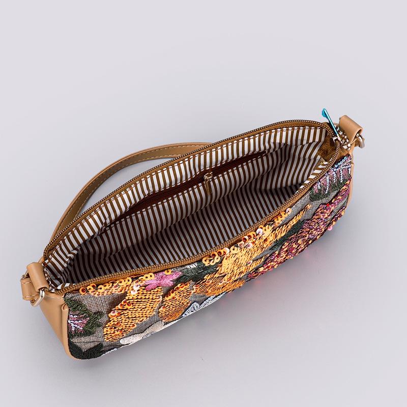 Women's Sparkling Floral Hobo Bag - Botanical Embroidered Shoulder Purse with Adjustable Strap for Spring Summer & Boho Outfits