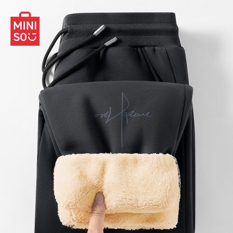 

MINISO Men s Plush Lined Lambswool Fleece Joggers XL