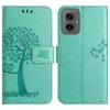 For Motorola Moto G55 5G Case PU Leather Owl Tree Imprinted Wallet Phone Cover