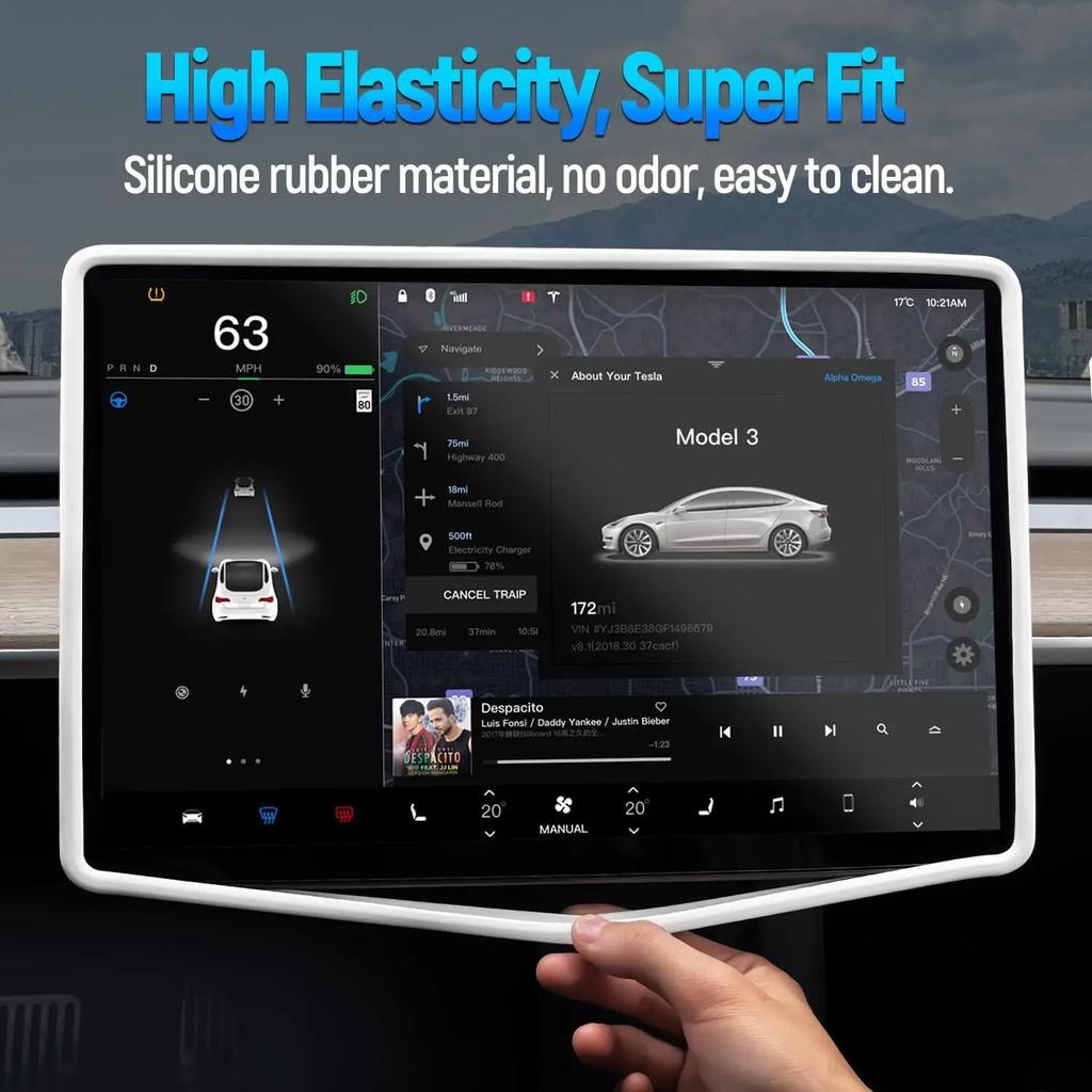 For Tesla Model 3 Y Highland Screen Protector Silicone Frame Display Edge Body Cover Central Control Accessories 2025 2025 2025