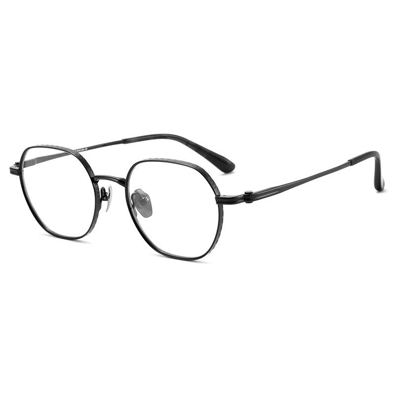 Retro Japanese Titanium Small Frame Myopia Glasses: High-Prescription, Polygonal, Wide Rim for Small Faces