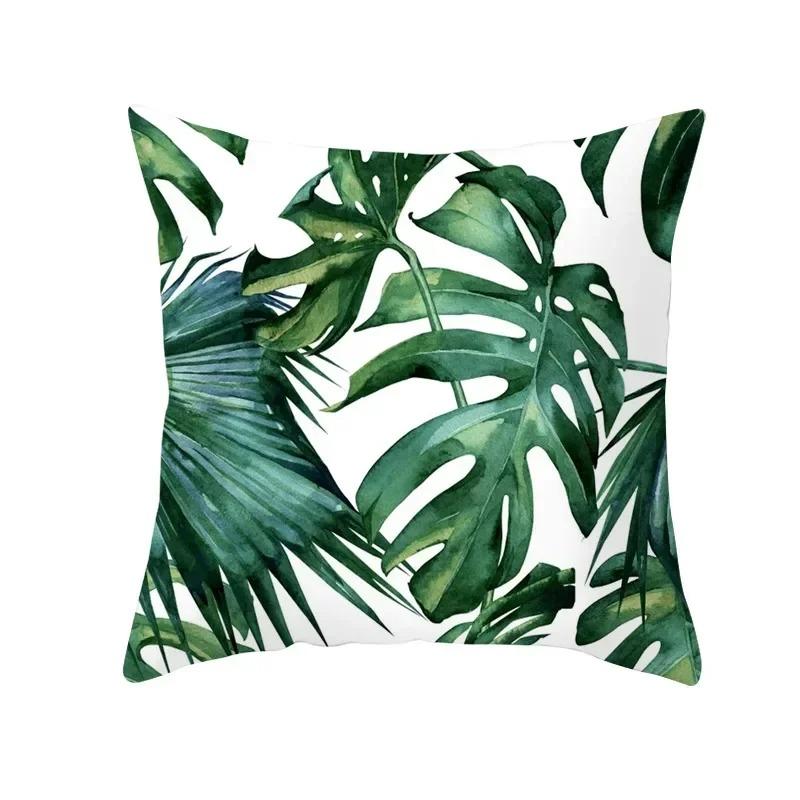 Summer Tropical Plants Summer Green Leaves Pillowcase Bedroom Living Room Sofa Decoration