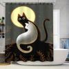 Modern Bathroom Decor Shower Curtain Featuring A Cozy Night With Cats Perfect For Adding A Touch Of Whimsy To Your Bathroom Deco
