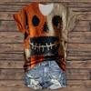 Women's Fashion Casual Three-quarter Sleeve Halloween Letters,  Face Print Top