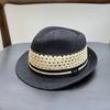 French hollow foreign style raffia top hat women's summer vacation beach sun hat men's face small straw hat