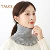 Women Fake Scarf High Collar Ribbed Texture Ruffle Trim Solid Color Knitting Collar Autumn Winter Thickened Warm False Collar