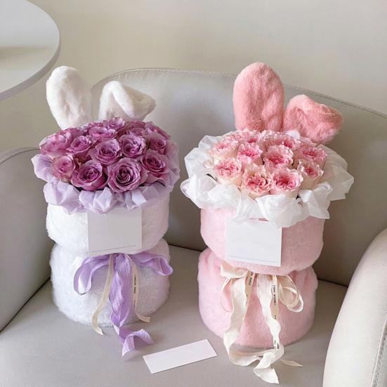 Bouquet Material Bag Rabbit Ears Non-shedding Tear-resistance Plush Surface Semi-finished Flower Material Pack Festival Supply
