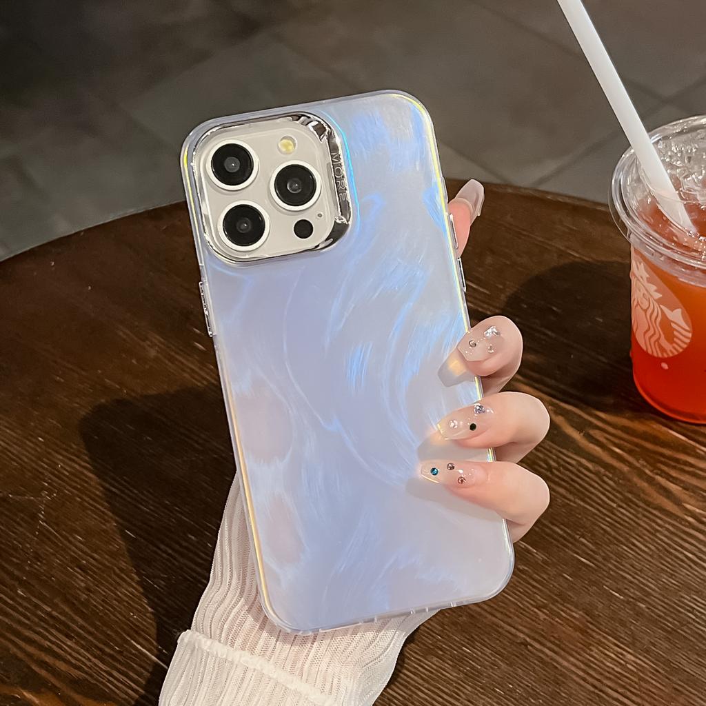 For iPhone 16 Pro Max Case Silicone+PC IMD Laser Texture Matte Phone Cover