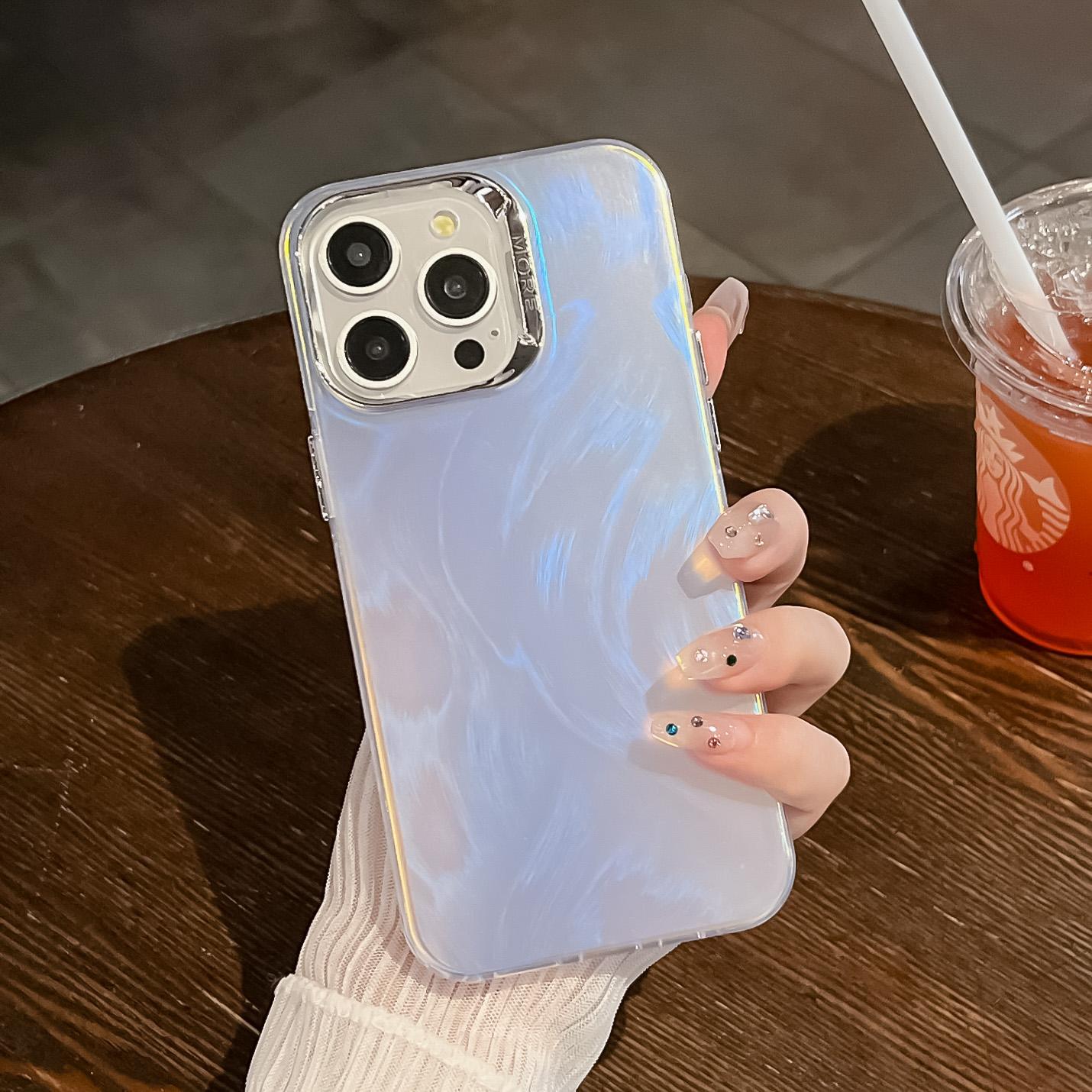 

For iPhone 16 Pro Max Case Silicone+PC IMD Laser Texture Matte Phone Cover AK3