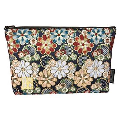 Senshishuin Nishijin Brokatbeutel Schrein-Stempelbuch-Hülle (Gefüttert) - Bunte Blumen in voller Blüte (Größe M)
