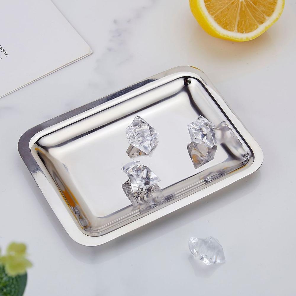 Rectangular Shape Stainless Steel Snack Plate Thickened Stainless Steel Dessert Plate  Home Kitchen
