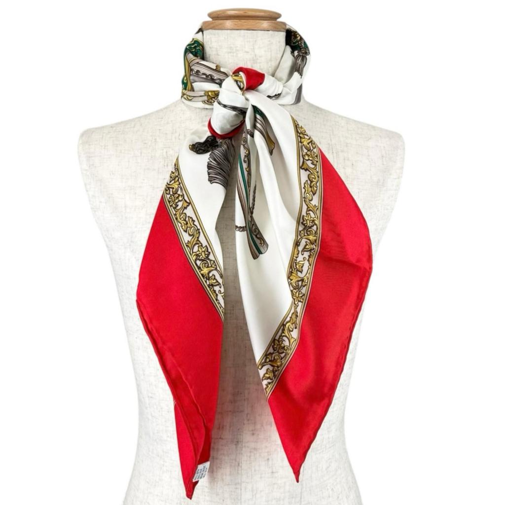 HERMES Diane Carre 90 scarf white Women used