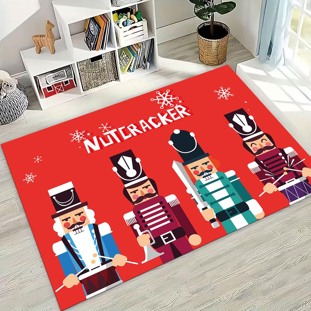 2026 New Nutcracker Merry Christmas Tree Cartoon Puppet Gift Carpet Rug for Bedroom Living Room Sofa Home Doormat Decor,Non-slip