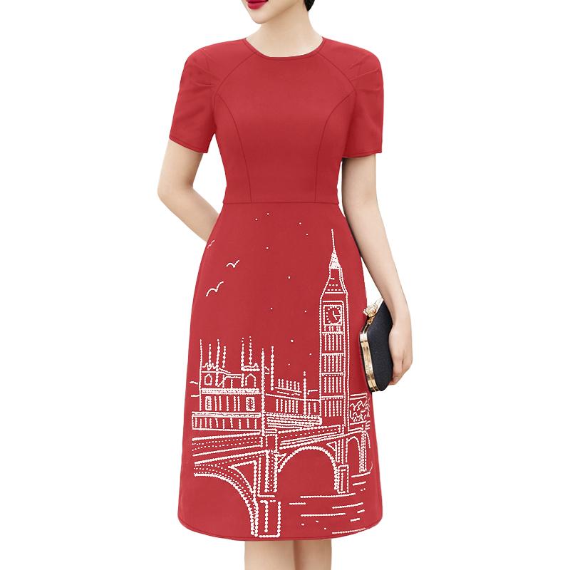 

ZANZEA Женское повседневное летнее платье с круглым вырезом и коротким рукавом с принтом 5XL красный