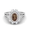 2.17 Ctw Oval Smoky Quartz 925 Sterling Silver Trio Split Shank Accents Women Wedding  Ring