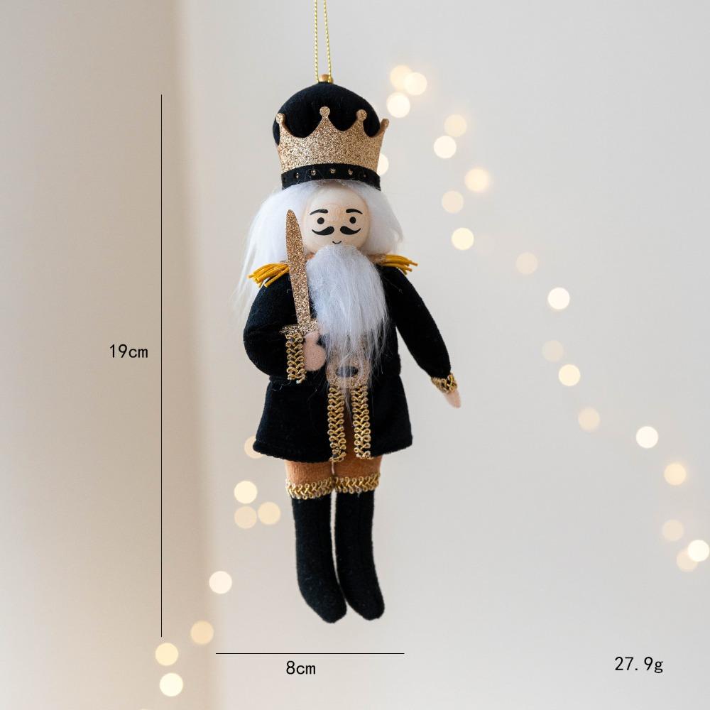 Fabric Nutcracker Soldier Pendant 19cm Red Blue Green Black Christmas Fabric Nutcracker European-Style Soldier Ornaments
