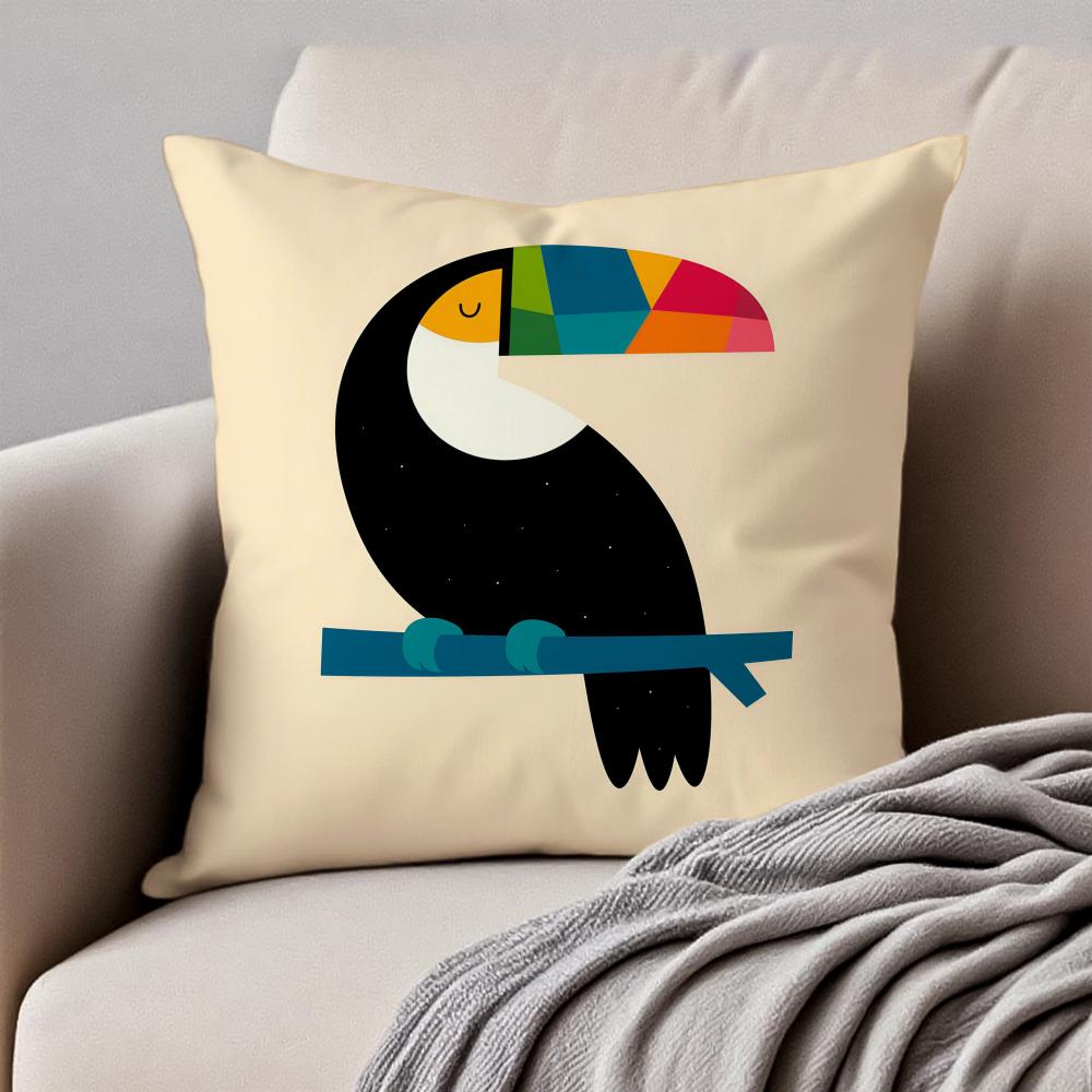 Simple Nordic Modern Anime Style Art Cushion Cover Pillowcase Antidustmite Invisible Zipper Short Plush Sofa Cushion