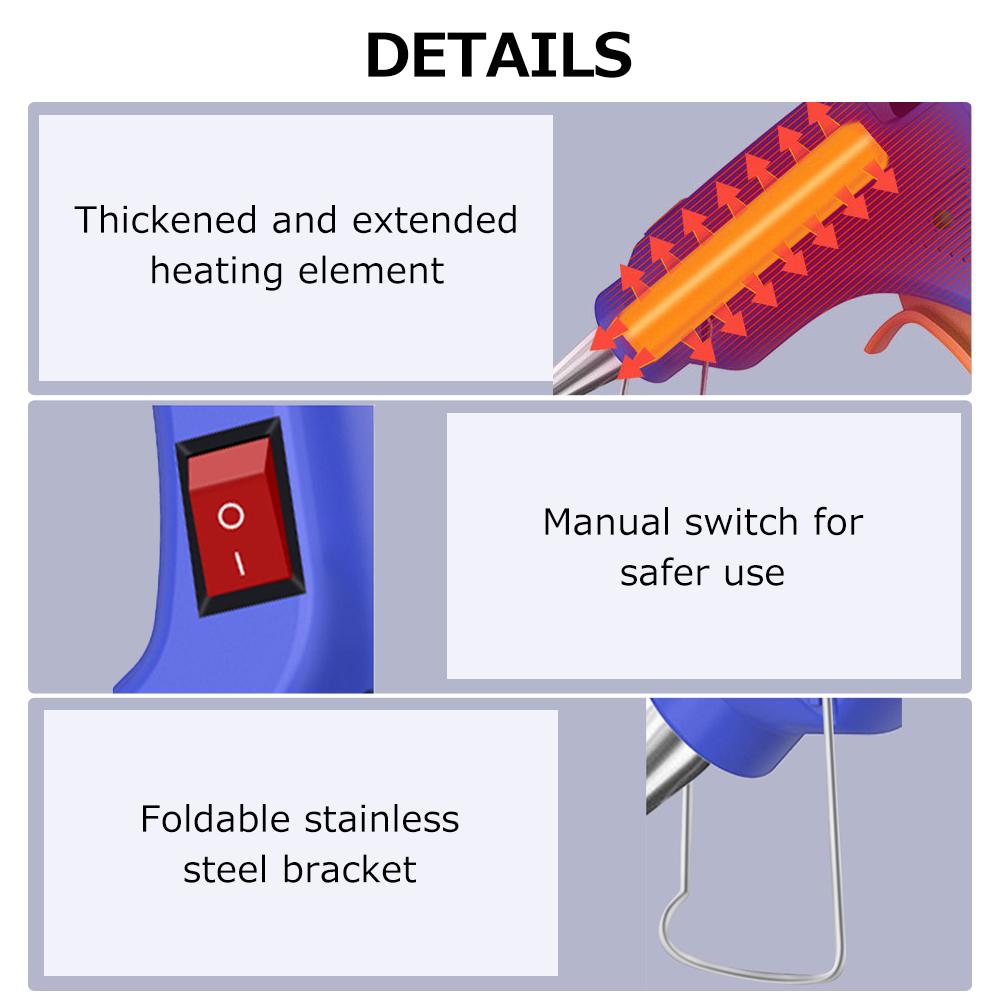 20W Portable Hot Glue Gun with 12 Glue Sticks Kids Handheld Mini Glue Gun Household Melt Glue Gun