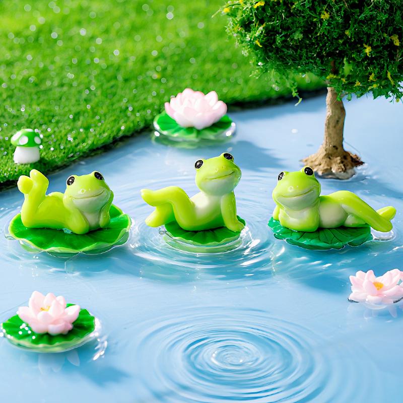 5/6 Pcs Cartoon Funny Frog Figurine Ornament Desktop Living Room Micro Landscape Fish Tank Aquarium Decoration Accessories