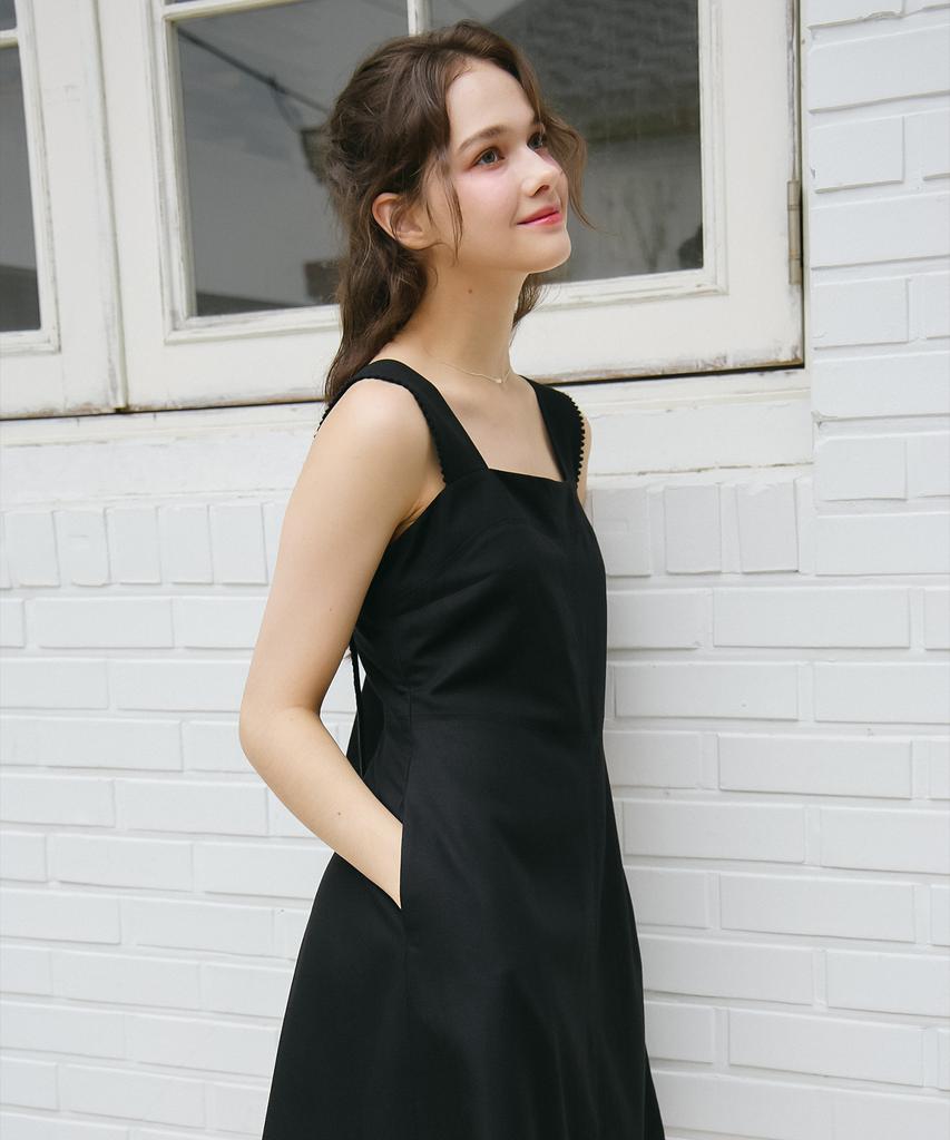 VEM.VER Lace Trim Sleeveless Dress_Black