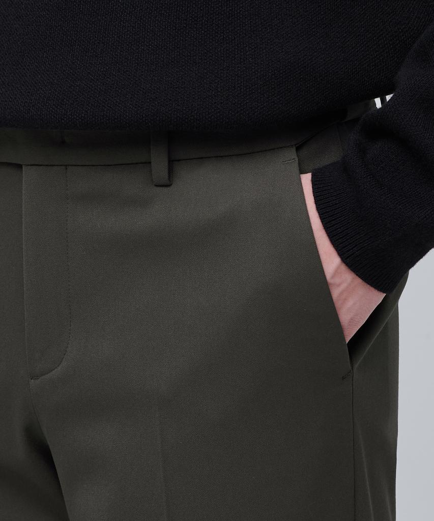 MUSINSA STANDARD Heavyweight Fleece-Lined Tapered Hidden Elastic Waist Length Slacks [Van Dyke Brown]